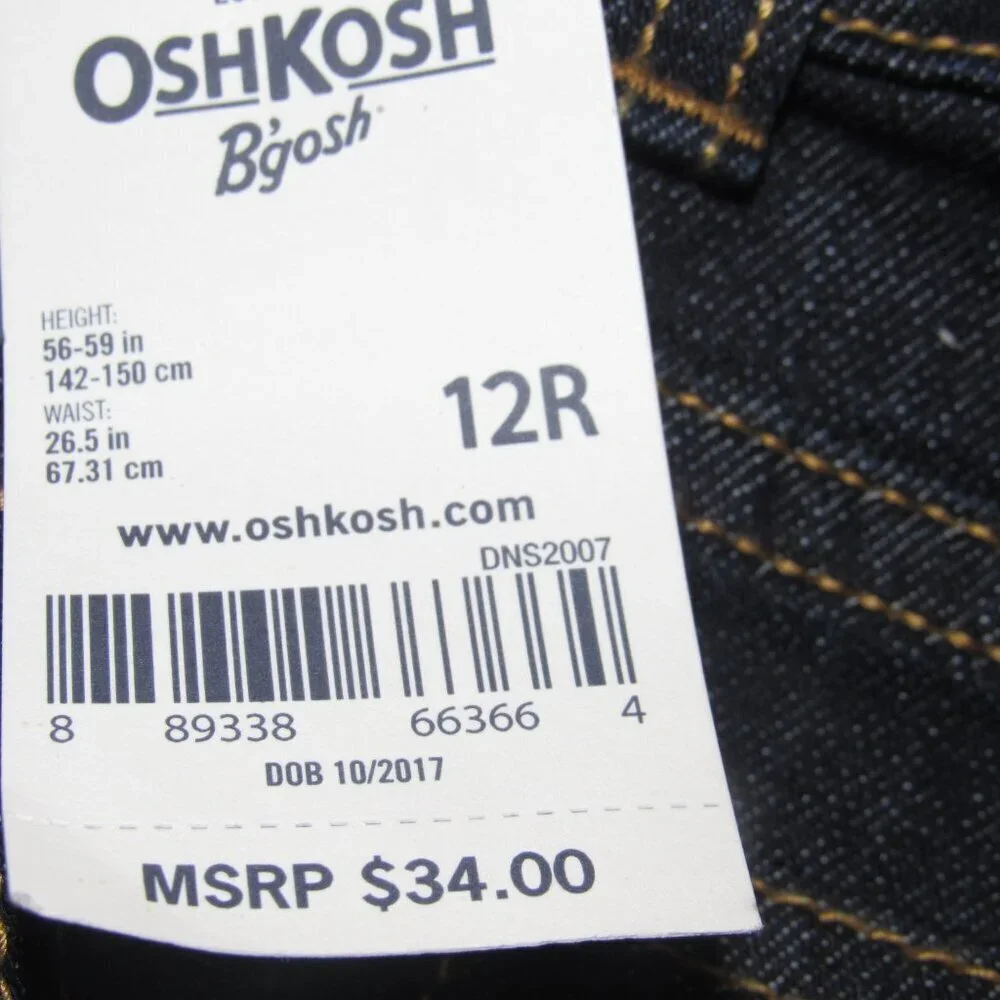 NWT OSHKOSH B’GOSH Kid’s Dark Wash Skinny Jeans Size 12R